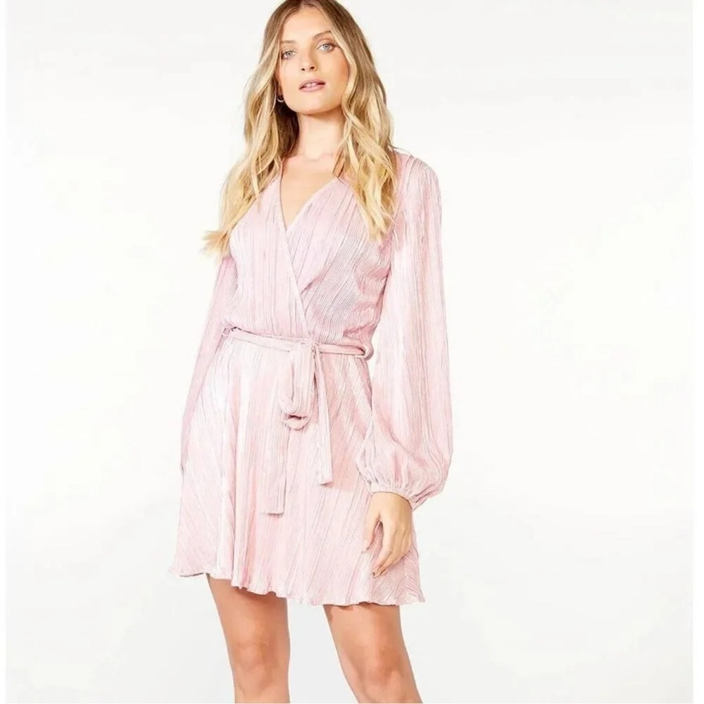 Bardot Bellissa Pleat Sparkle Dress Pink Light Size XS 4 🩷